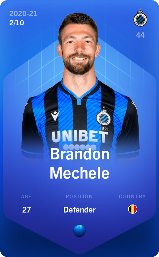 Sorare - Sorare Official - Brandon Mechele 2020-21 • Super Rare 2/10 - NFT # 41016141711604833051993057351671096001537812699733860561859237128028679797197
