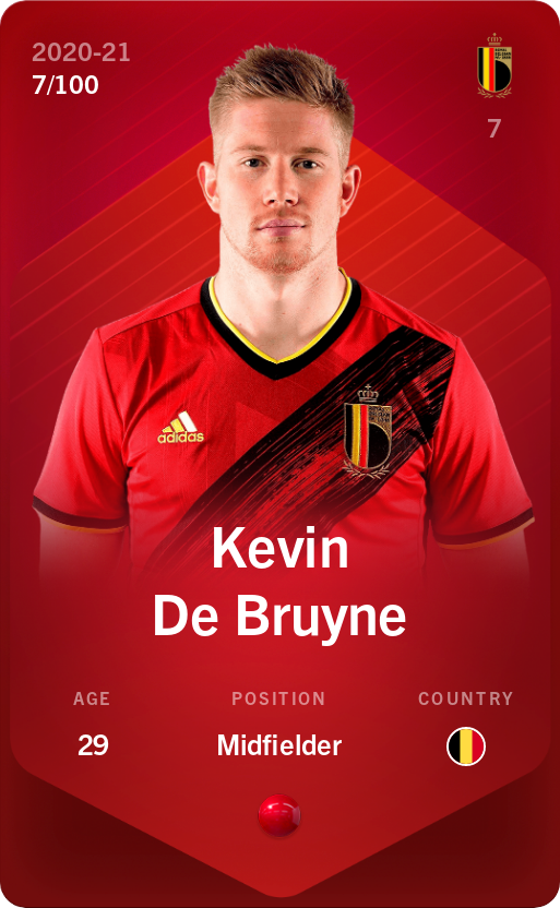 Sorare - Sorare Official - Kevin De Bruyne 2020-21 • Rare 7/100 - NFT # 103365400569077267119377258101241622267251946115262750186997169499302471044356