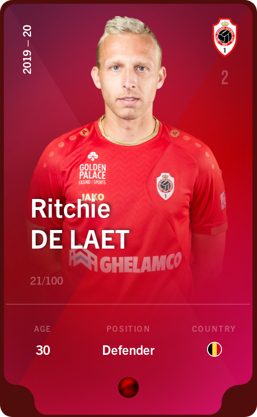 Sorare - Sorare Official - Ritchie De Laet 2019-20 • Rare 21/100 - NFT # 14938196208280527453244172615856442075679843750538460523567928555536278858606