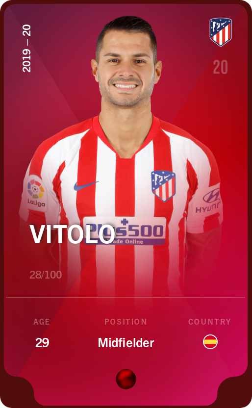 Sorare - Sorare Official - Vitolo 2019-20 • Rare 28/100 - NFT # 105527116385194190866678282732868391016916214325636964679646241366014447910822
