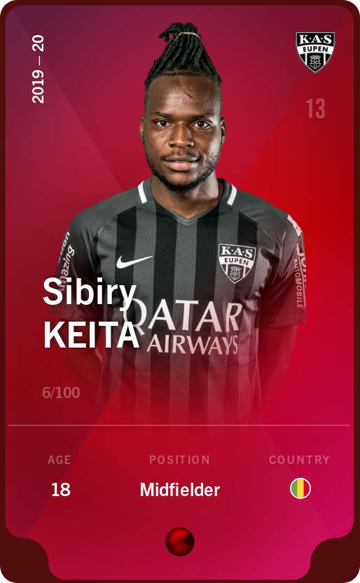 Sorare - Sorare Official - Sibiry Keita 2019-20 • Rare 6/100 - NFT # 37227246473387895044671518128560188813979633193616011432842300522195258716022