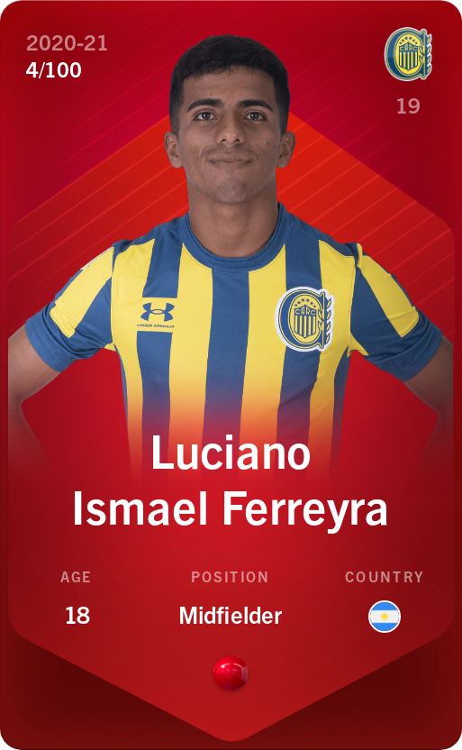 Sorare - Sorare Official - Luciano Ismael Ferreyra 2020-21 • Rare 4/100 - NFT # 66295413401155136602240825339714249964964092199312713886544715704296299374516
