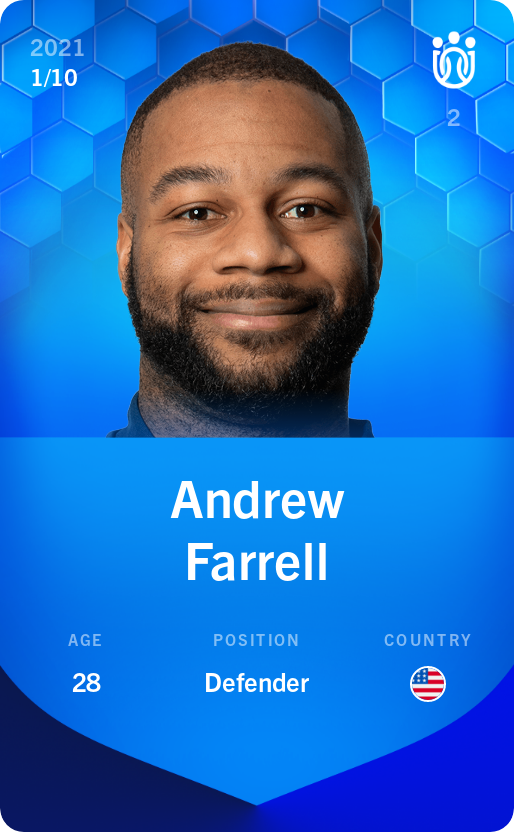 Sorare - Sorare Official - Andrew Farrell 2021-22 • Super Rare 1/10 - NFT # 68065042627731348059289891731526990570836184358106285028998567233421444686162
