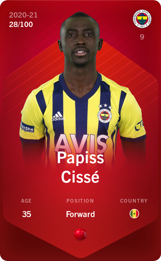 Sorare - Sorare Official - Papiss Cissé 2020-21 • Rare 28/100 - NFT # 22861335052294940078348975212362269681916236203017091302349666764808911707408