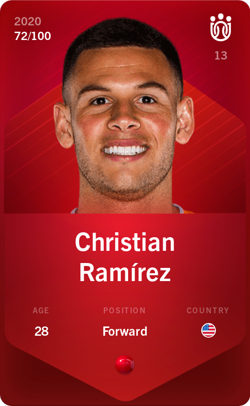 Sorare - Sorare Official - Christian Ramírez 2020-21 • Rare 72/100 - NFT # 26335220152665999611947757774747567236297750389905420961388509013363701687928