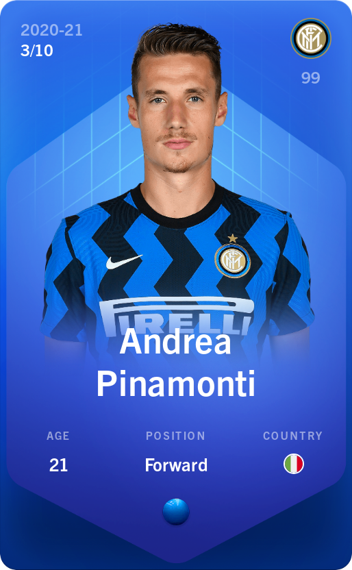 Sorare - Sorare Official - Andrea Pinamonti 2020-21 • Super Rare 3/10 - NFT # 31876942911142592211491173579164211846351392293099662447426609467685095475275