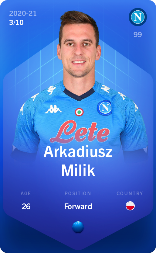 Sorare - Sorare Official - Arkadiusz Milik 2020-21 • Super Rare 3/10 - NFT # 64993867139454936725885003923614821282443331452520399148196482539373561141529