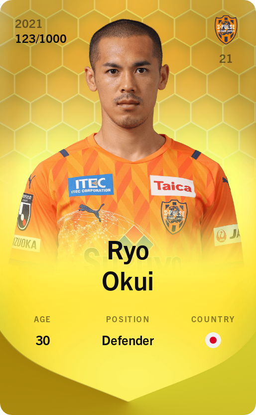 Sorare - Sorare Official - Ryo Okui 2021-22 • Limited 123/1000 - NFT # 51616611949793490489193842329206169711638303234484029443973815501297984886757