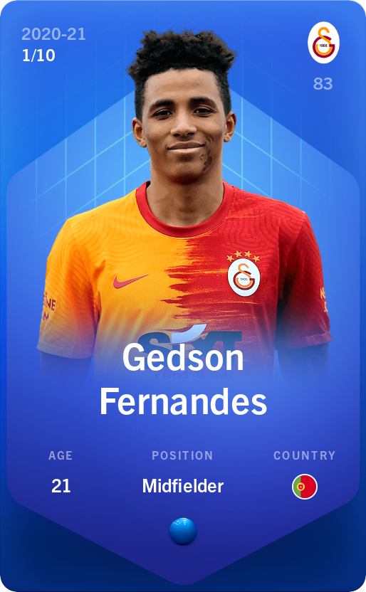 Sorare - Sorare Official - Gedson Fernandes 2020-21 • Super Rare 1/10 - NFT # 61544325061161652576131614788328091198097266316275989028513773042005794211276