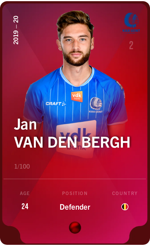 Sorare - Sorare Official - Jan Van den Bergh 2019-20 • Rare 1/100 - NFT # 43482254750224148838901232067925596239220559346831664053688464490679628620249