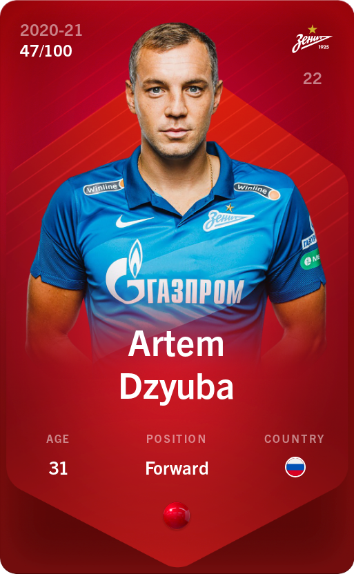 Sorare - Sorare Official - Artem Dzyuba 2020-21 • Rare 47/100 - NFT # 29262512983054940047772519783679124995084901570573155768964607505920667242064