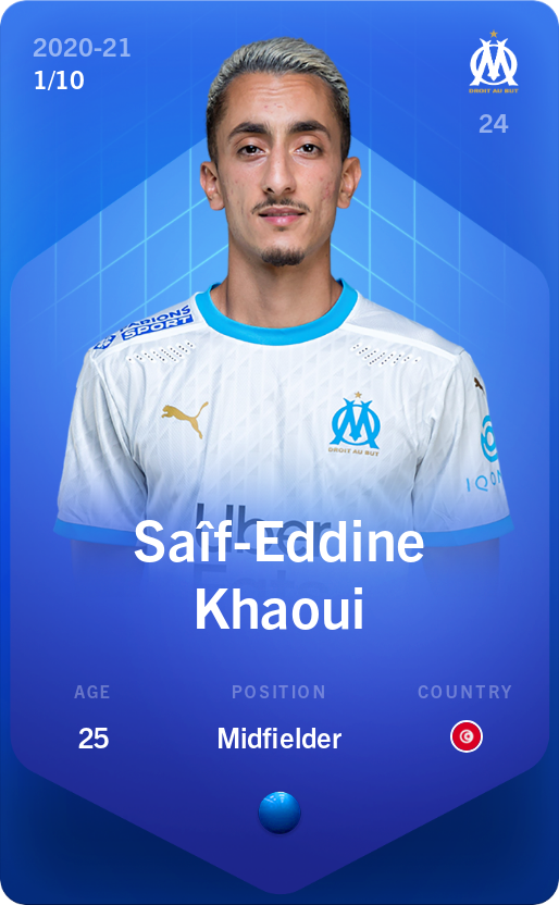 Sorare - Sorare Official - Saîf-Eddine Khaoui 2020-21 • Super Rare 1/10 - NFT # 70728412450667653277969953755458485478686161240647035390134399366524676366985
