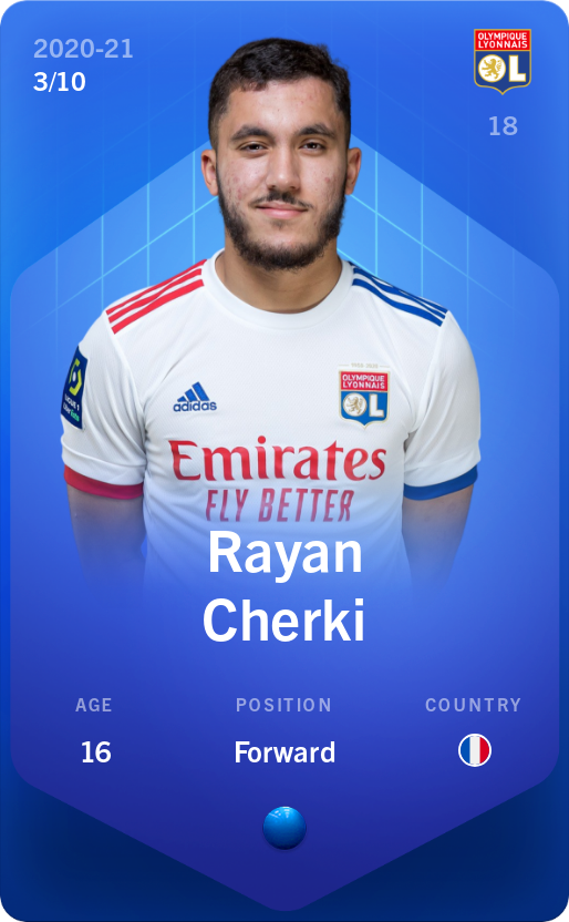 Sorare - Sorare Official - Rayan Cherki 2020-21 • Super Rare 3/10 - NFT # 73341296990827032293870205599542283681006197477051667448204774778086070243198