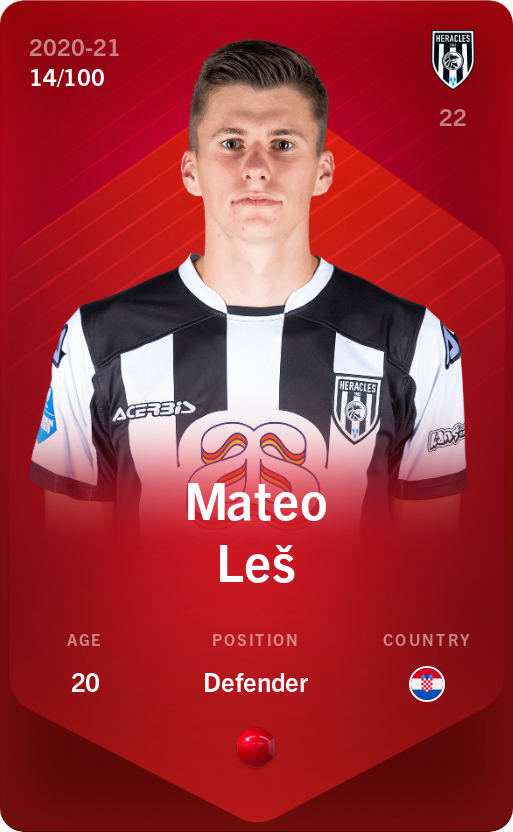 Sorare - Sorare Official - Mateo Leš 2020-21 • Rare 14/100 - NFT # 21829605823173286354225593868345968541275369248063195110625752817995319853360