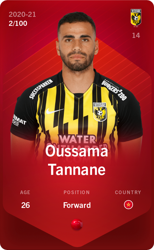 Sorare - Sorare Official - Oussama Tannane 2020-21 • Rare 2/100 - NFT # 60885291752144492951030994165489724790634959402857584164563169151610334523524