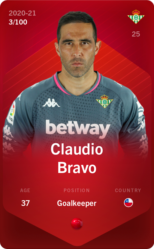 Sorare - Sorare Official - Claudio Bravo 2020-21 • Rare 3/100 - NFT # 67922652648719351424481676753126596479663431744192163788024498285920910282758
