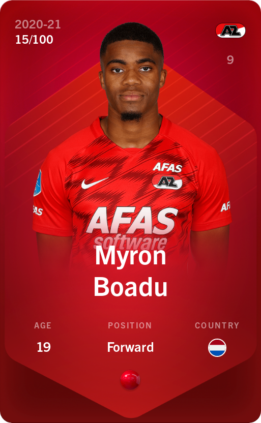 Sorare - Sorare Official - Myron Boadu 2020-21 • Rare 15/100 - NFT # 44052139206249050276983522846557871187888341330545397470591194804953858769662