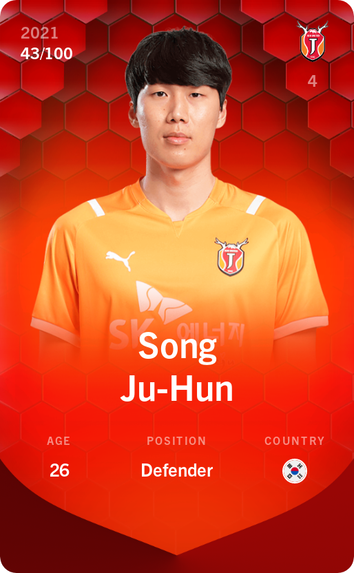Sorare - Sorare Official - Song Ju-Hun 2021-22 • Rare 43/100 - NFT # 68260673365807125600814345351303006245615593162395173535638790080557608141447