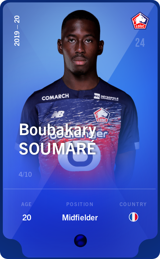 Sorare - Sorare Official - Boubakary Soumaré 2019-20 • Super Rare 4/10 - NFT # 10352808552920680604817622114825538794765350037523566433556195206800046515203