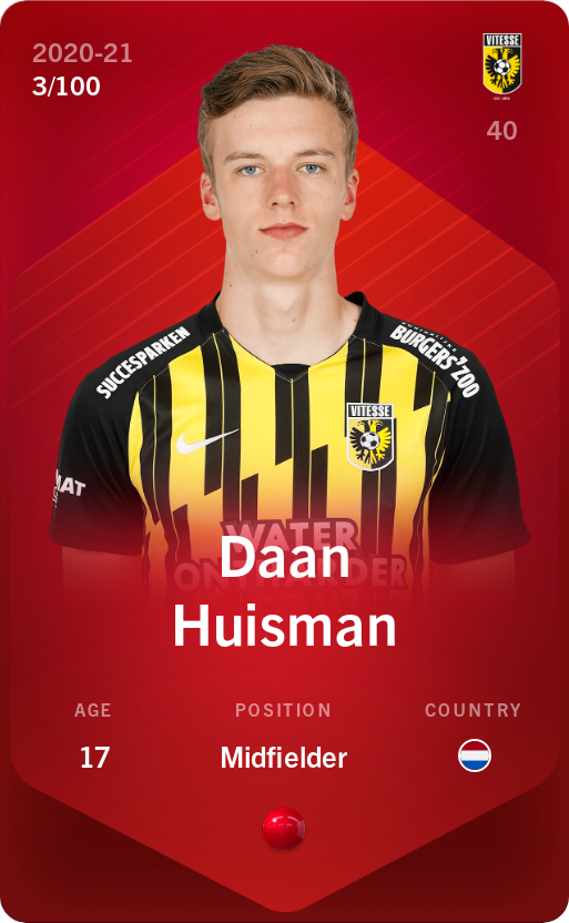 Sorare - Sorare Official - Daan Huisman 2020-21 • Rare 3/100 - NFT # 7488616480611178306001543632162887674923026937648145531656673898634506683555