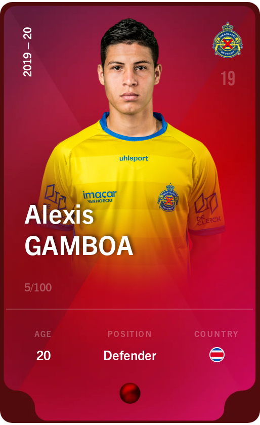 Sorare - Sorare Official - Alexis Gamboa 2019-20 • Rare 5/100 - NFT # 85107944992332456625399297656824882563725872611832487701134391581496598387978