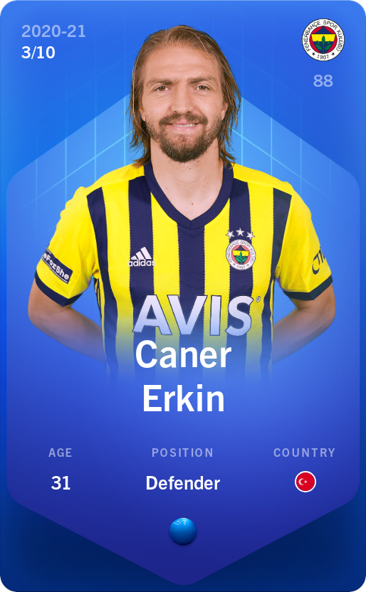 Sorare - Sorare Official - Caner Erkin 2020-21 • Super Rare 3/10 - NFT # 76677926061951784475623874568482097554128285727836889643295182013714073828612