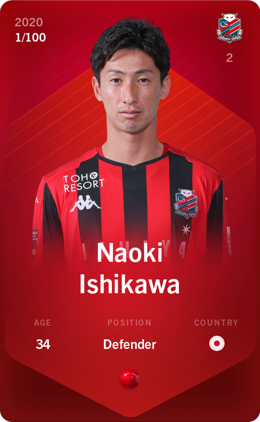 Sorare - Sorare Official - Naoki Ishikawa 2020-21 • Rare 1/100 - NFT # 10416378711896492300967114860382654804651654949503661063867013258382794933618
