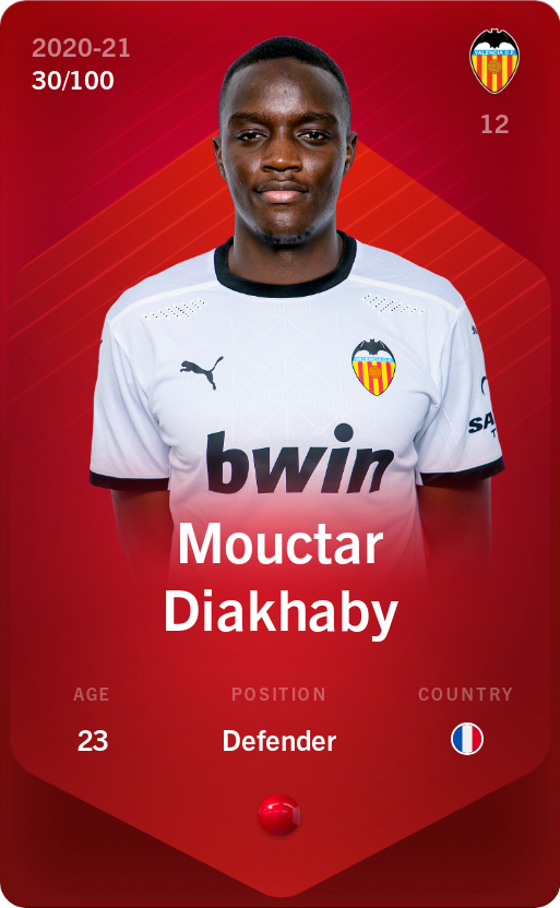 Sorare - Sorare Official - Mouctar Diakhaby 2020-21 • Rare 30/100 - NFT # 75015752824673705135270206291934769679985432892481056509276122571277859559484
