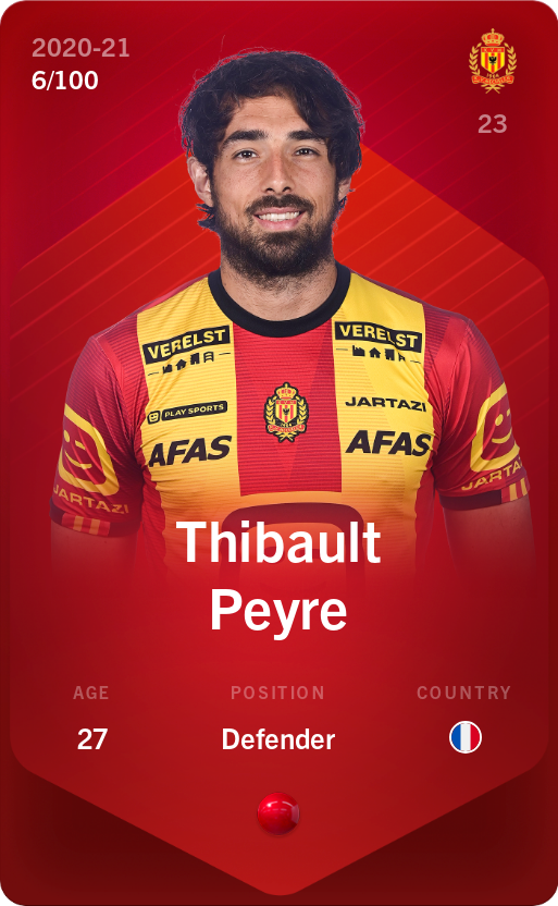 Sorare - Sorare Official - Thibault Peyre 2020-21 • Rare 6/100 - NFT # 53011610894873878751050260479868481428373579367681977046442891832400863884006