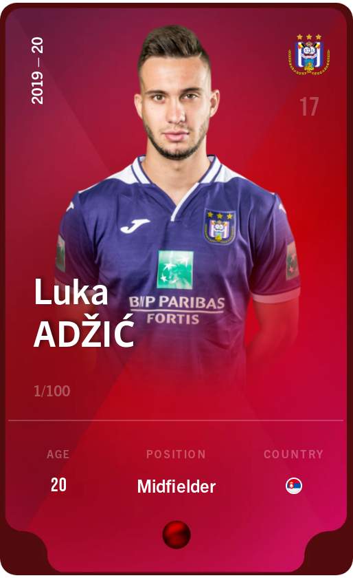 Sorare - Sorare Official - Luka Adžić 2019-20 • Rare 1/100 - NFT # 11528801599519569346909870993640906440407690173751865148366174591496465531521