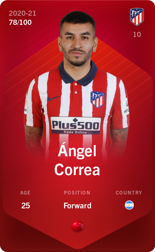 Sorare - Sorare Official - Ángel Correa 2020-21 • Rare 78/100 - NFT # 64053821795531807083967489516832746833258715768789145030907636581038468294490