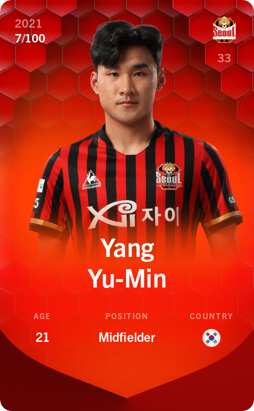 Sorare - Sorare Official - Yang Yu-Min 2021-22 • Rare 7/100 - NFT # 24864605851418048548740691633412697466980426562478689019741213495708668312094