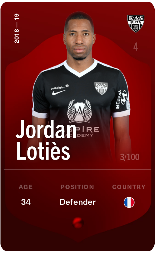 Sorare - Sorare Official - Jordan Lotiès 2018-19 • Rare 3/100 - NFT # 16268742774408784654858397718706655443339177763635858483354218047252541573513