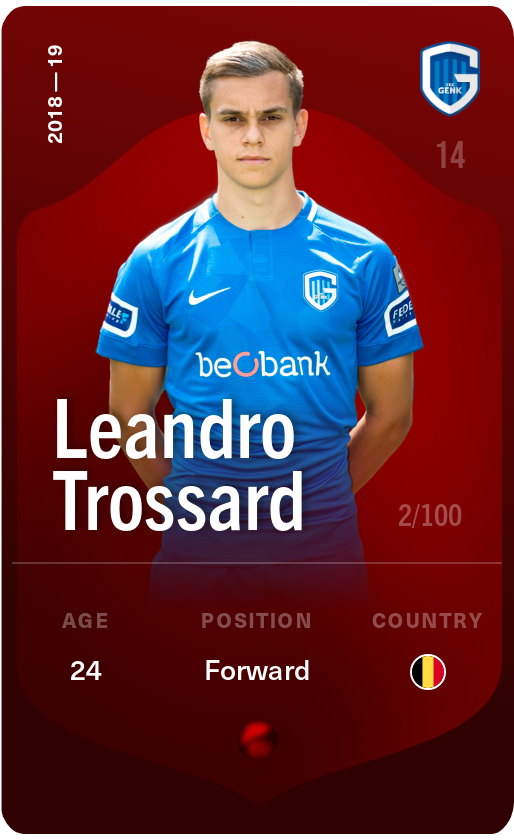 Sorare - Sorare Official - Leandro Trossard 2018-19 • Rare 2/100 - NFT # 48583196678684691397585260789668944450580209582937101962925550239970276741904