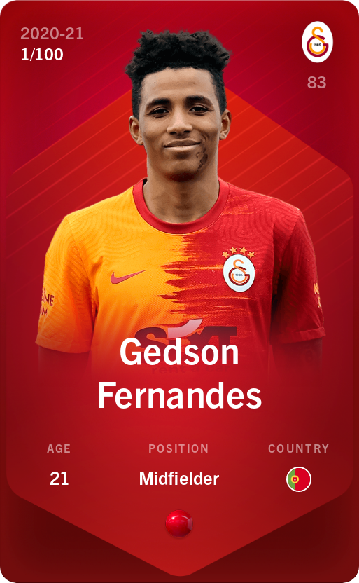 Sorare - Sorare Official - Gedson Fernandes 2020-21 • Rare 1/100 - NFT # 2238702702279060652048574040947378913397672247532124143029256894359166178088