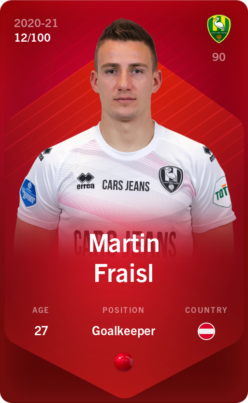 Sorare - Sorare Official - Martin Fraisl 2020-21 • Rare 12/100 - NFT # 78250970655837935305086739155711725662550692396523822190548169385311715537435