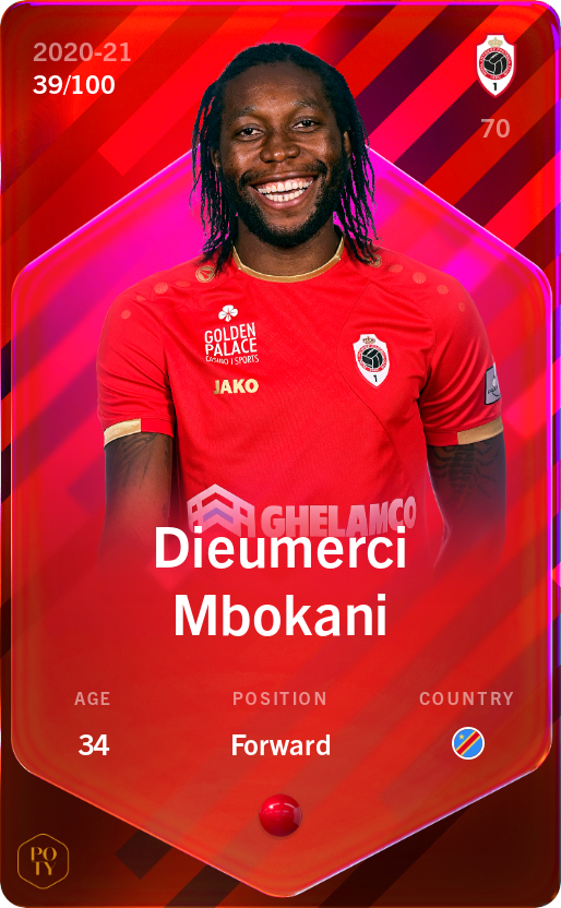 Sorare - Sorare Official - Dieumerci Mbokani 2020-21 • Rare 39/100 - NFT # 80497679240136120146265701682305990284147782398337627947409873632882767324095