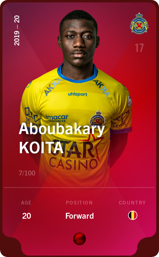 Sorare - Sorare Official - Aboubakary Koita 2019-20 • Rare 7/100 - NFT # 64258988765354655664660501113030145161544401945731959175892994721819240640050