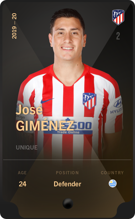 Sorare - Sorare Official - José Giménez 2019-20 • Unique - NFT # 22579828003545855490946400850182122643892449041750138045282615724543177682693
