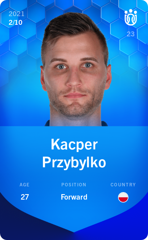 Sorare - Sorare Official - Kacper Przybylko 2021-22 • Super Rare 2/10 - NFT # 39967341981478451565402666934452574869089693528528750586918070284269760372235