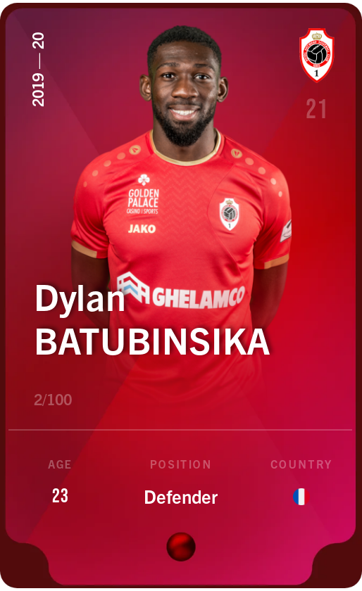 Sorare - Sorare Official - Dylan Batubinsika 2019-20 • Rare 2/100 - NFT # 25058465820266252729279047528961948601582180358825861553848592477216510628339