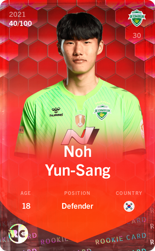 Sorare - Sorare Official - Noh Yun-Sang 2021-22 • Rare 40/100 - NFT # 108562276103278107914363607258608245414546830230483367791761629672921942412541