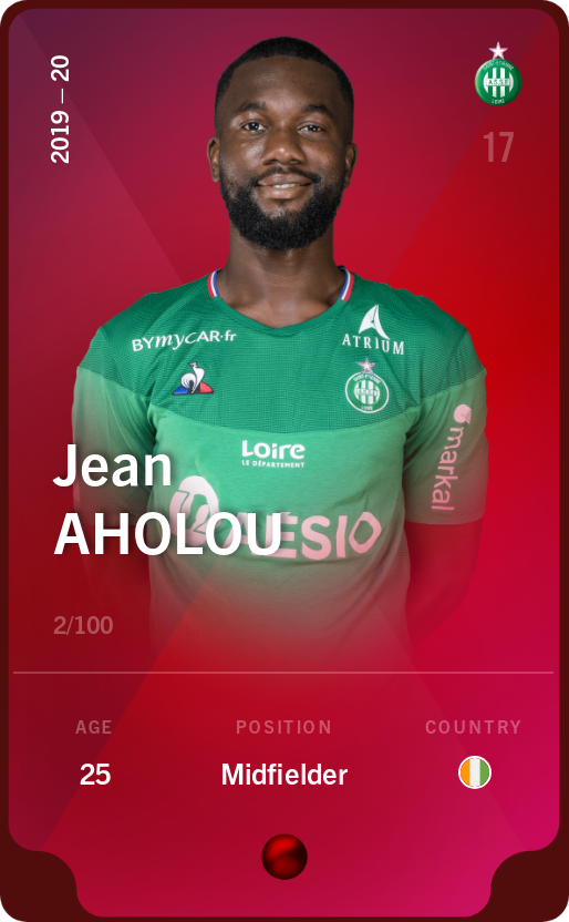 Sorare - Sorare Official - Jean Aholou 2019-20 • Rare 2/100 - NFT # 7989133495698043154299916027400143310004596320374309346383065331620968046345