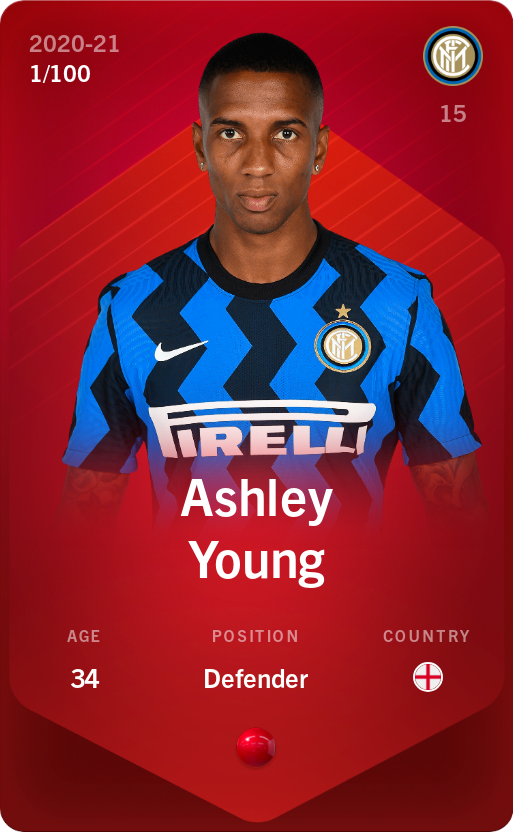 Sorare - Sorare Official - Ashley Young 2020-21 • Rare 1/100 - NFT # 78181362980559648864832607904866516685375500620657026138398007640219152556034