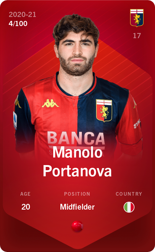 Sorare - Sorare Official - Manolo Portanova 2020-21 • Rare 4/100 - NFT # 5421461143963814196616479349204813276795077851226340197715963910305161193924