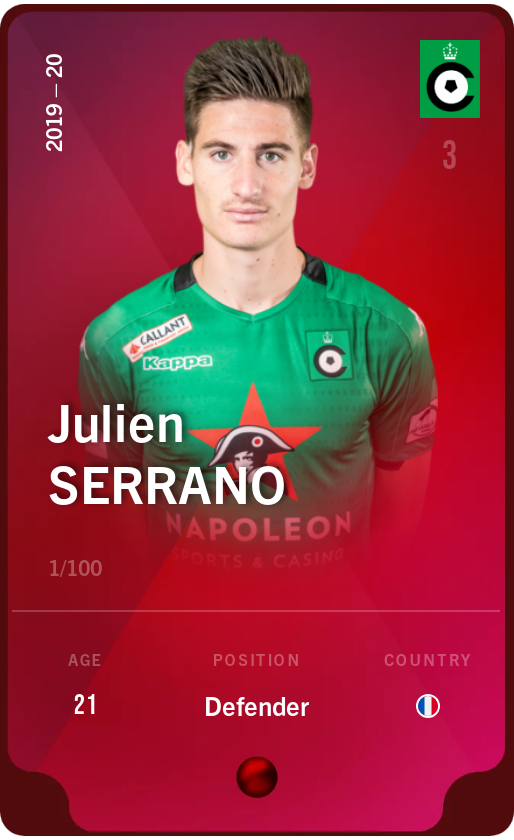 Sorare - Sorare Official - Julien Serrano 2019-20 • Rare 1/100 - NFT # 64086492462995915414476930547472050839912327669945806491354913885380442057749