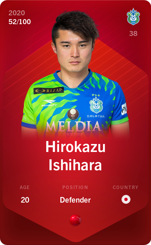 Sorare - Sorare Official - Hirokazu Ishihara 2020-21 • Rare 52/100 - NFT # 58823077536051785764289397168807453985343160569520171158270330480440158771755