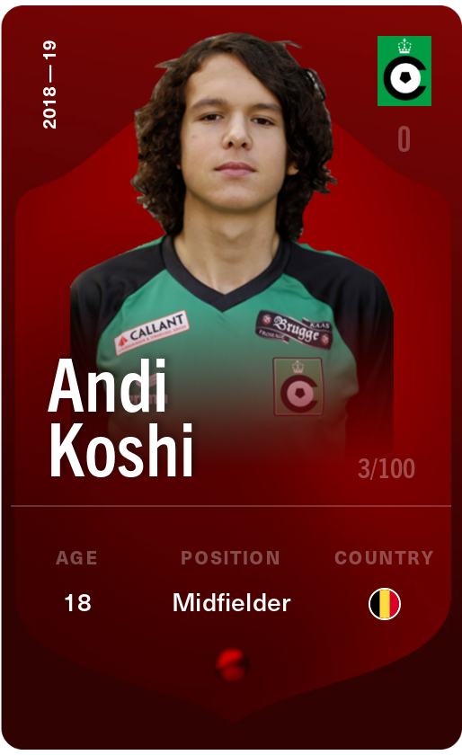 Sorare - Sorare Official - Andi Koshi 2018-19 • Rare 3/100 - NFT # 108545150171905480476297739453540624598583015202024826862843431422893747156888