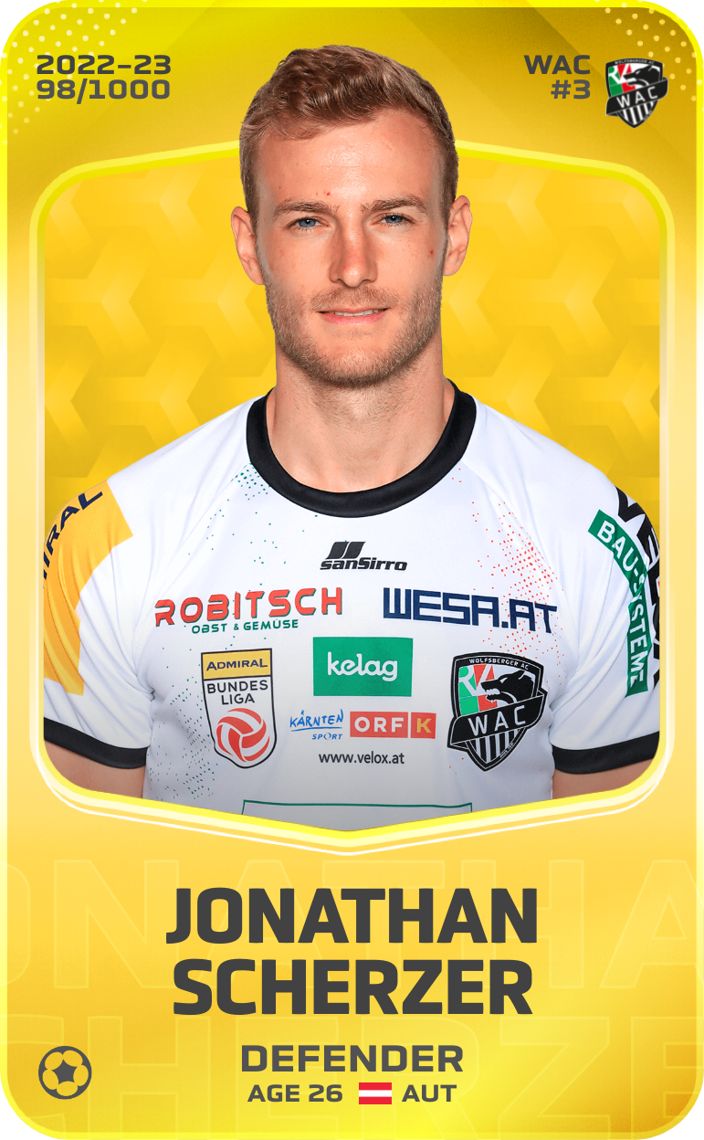 Sorare - Sorare Official - Jonathan Scherzer 2022-23 • Limited 98/1000 - NFT # 67700316584987375750496223103495509280978272663418723781890874166778564559506