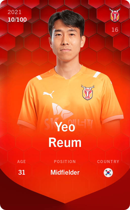 Sorare - Sorare Official - Yeo Reum 2021-22 • Rare 10/100 - NFT # 94841825632691824888638565481001964886498528130637124389936195816486148004719